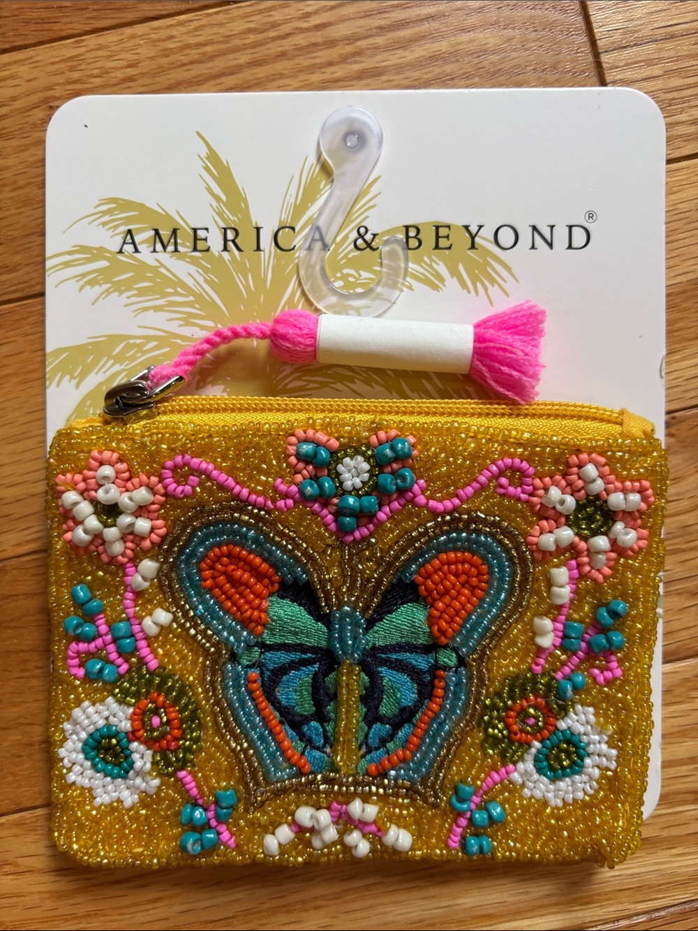 Gold Beaded Butterfly Coin Purse